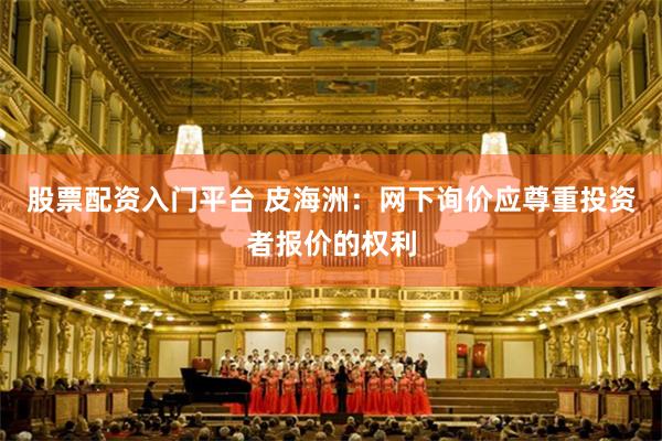股票配资入门平台 皮海洲：网下询价应尊重投资者报价的权利