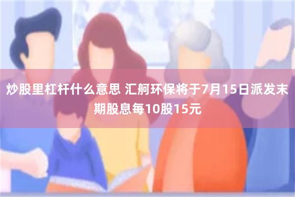 炒股里杠杆什么意思 汇舸环保将于7月15日派发末期股息每10股15元