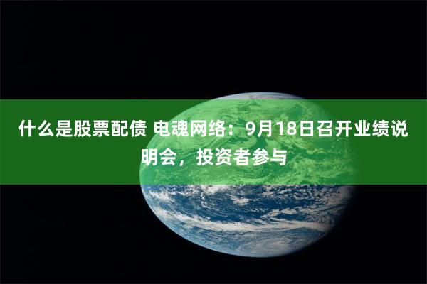 什么是股票配债 电魂网络：9月18日召开业绩说明会，投资者参与