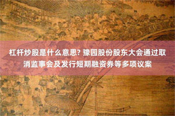 杠杆炒股是什么意思? 豫园股份股东大会通过取消监事会及发行短期融资券等多项议案