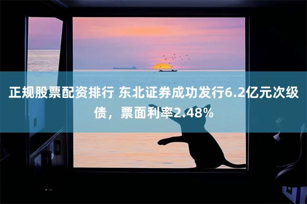 正规股票配资排行 东北证券成功发行6.2亿元次级债，票面利率2.48%