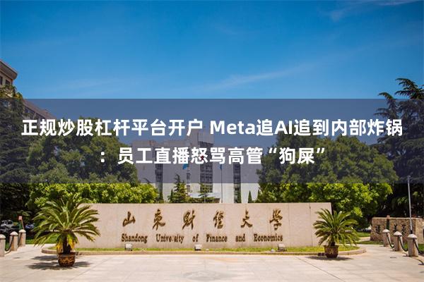 正规炒股杠杆平台开户 Meta追AI追到内部炸锅:员工直播怒骂高管“狗屎”