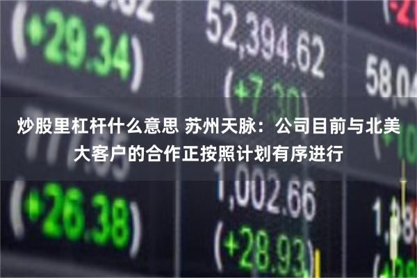 炒股里杠杆什么意思 苏州天脉：公司目前与北美大客户的合作正按照计划有序进行
