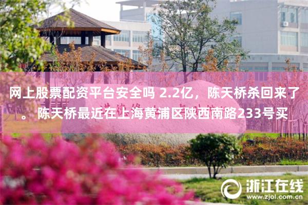 网上股票配资平台安全吗 2.2亿，陈天桥杀回来了。 陈天桥最近在上海黄浦区陕西南路233号买