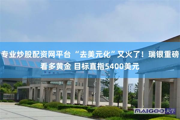 专业炒股配资网平台 “去美元化”又火了！瑞银重磅看多黄金 目标直指5400美元